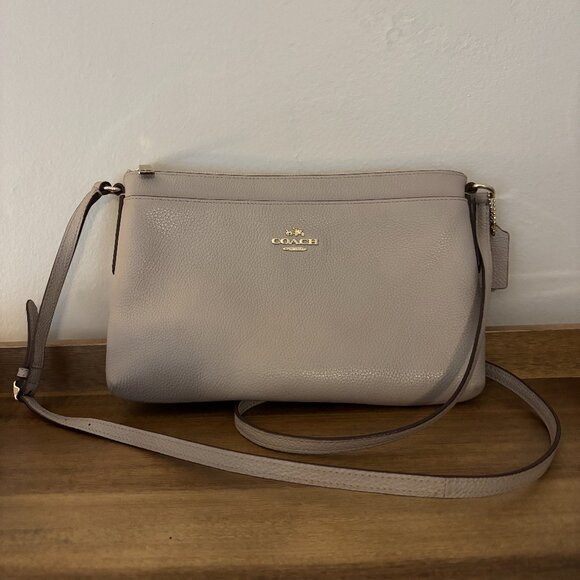 Coach Handbags - Coach Taupe Gray Leather Journal Crossbody